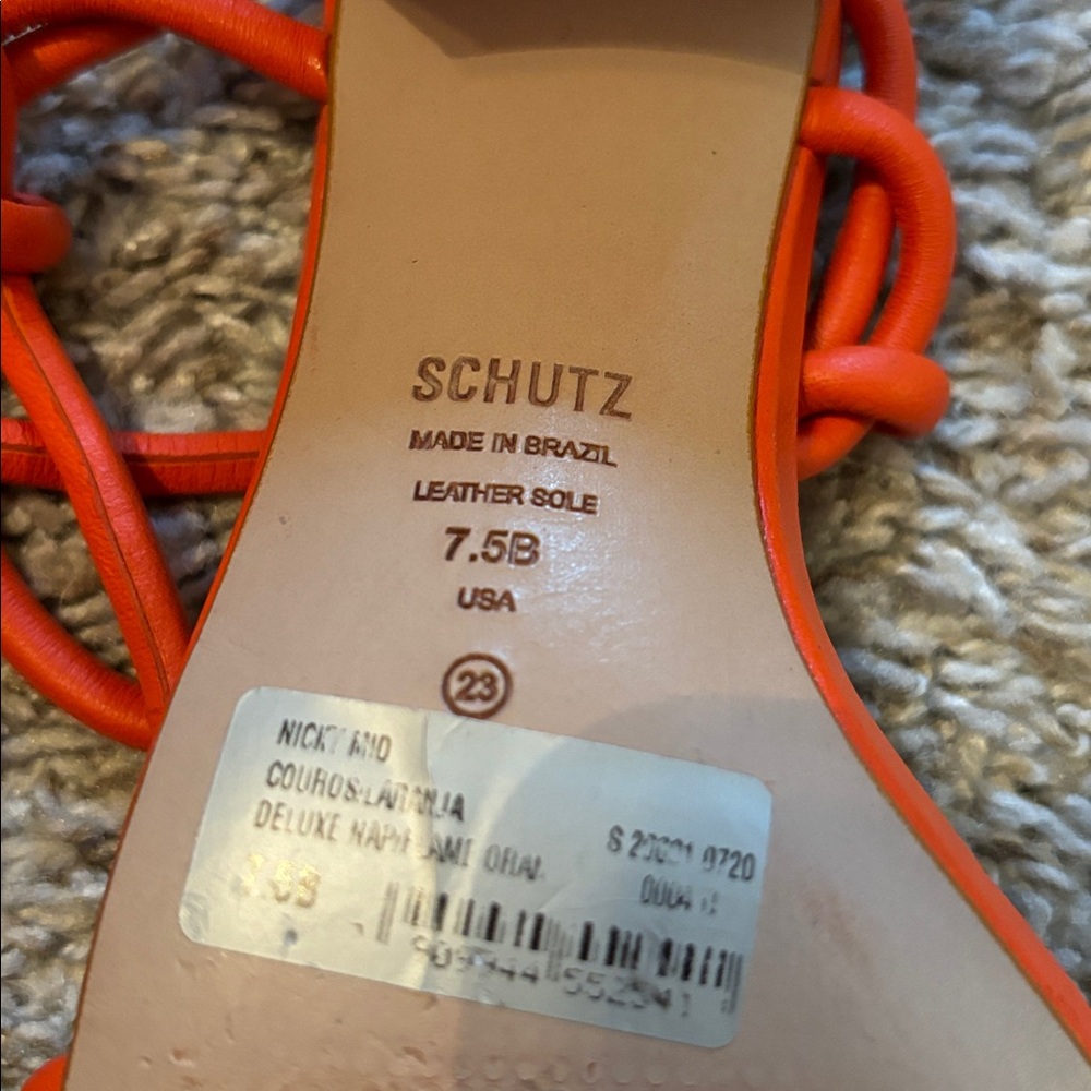 Schultz Mid Naps Leather Sandal Orange Like New View 5